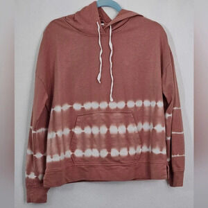 Beachlunchlounge tate tie dye hoodie in desert‎ rose and white size medium